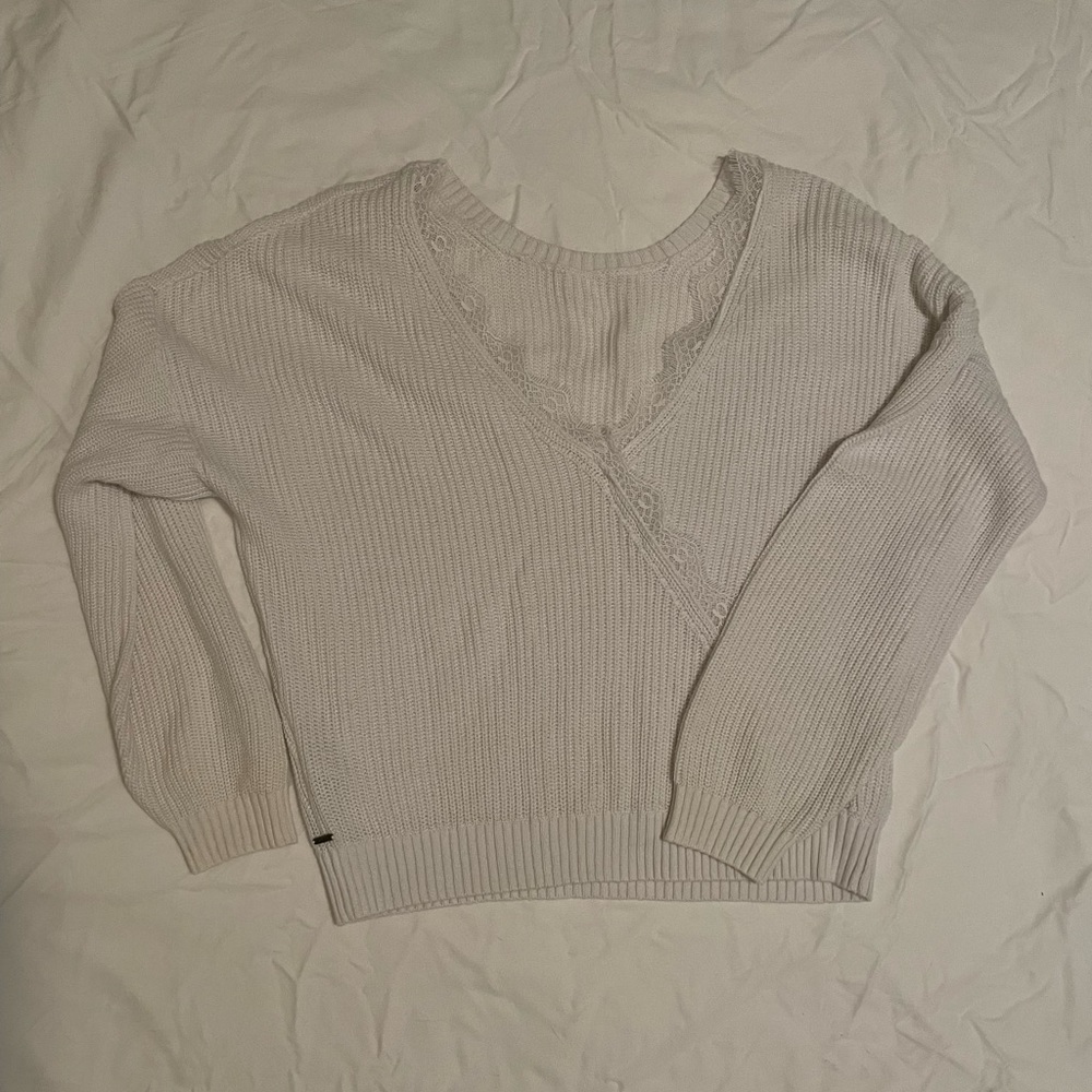Knit and Lace Cropped Sweater
